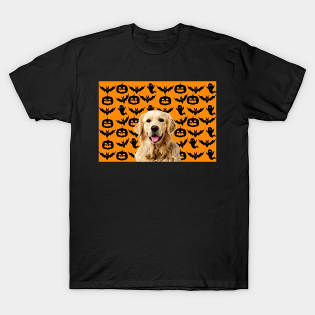 golden retriever dog halloween face art T-Shirt by T-shirt verkaufen